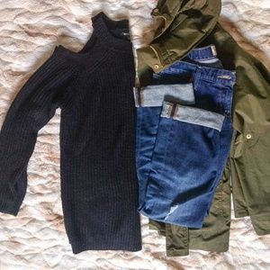 Cold-shoulder sweater